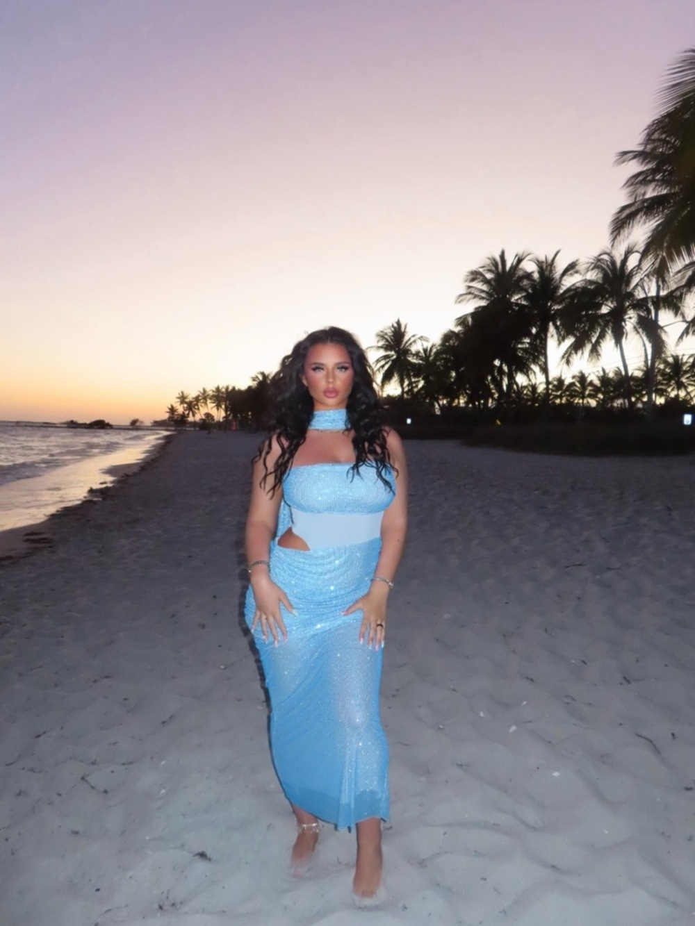 Aqua Off-Shoulder Sequin Maxi Dress